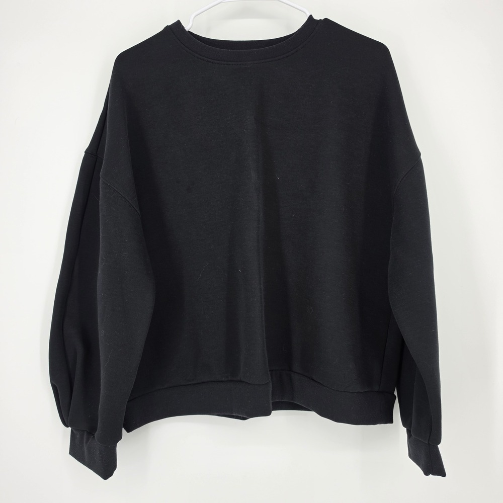 Banana Republic Sweatshirt Large Black Minimalist Relaxed Fit Baloon Sleeve